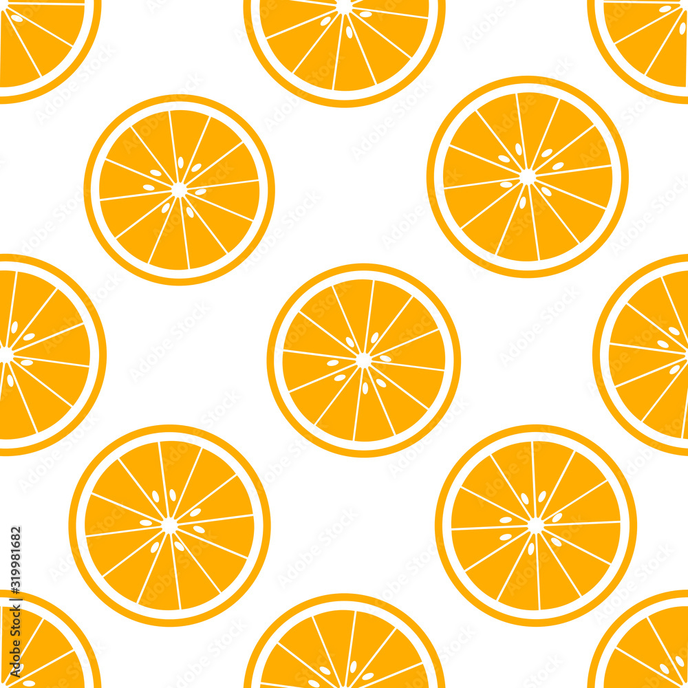 Poster white vector seamless background with oranges slices. vector illustration design for greeting card o