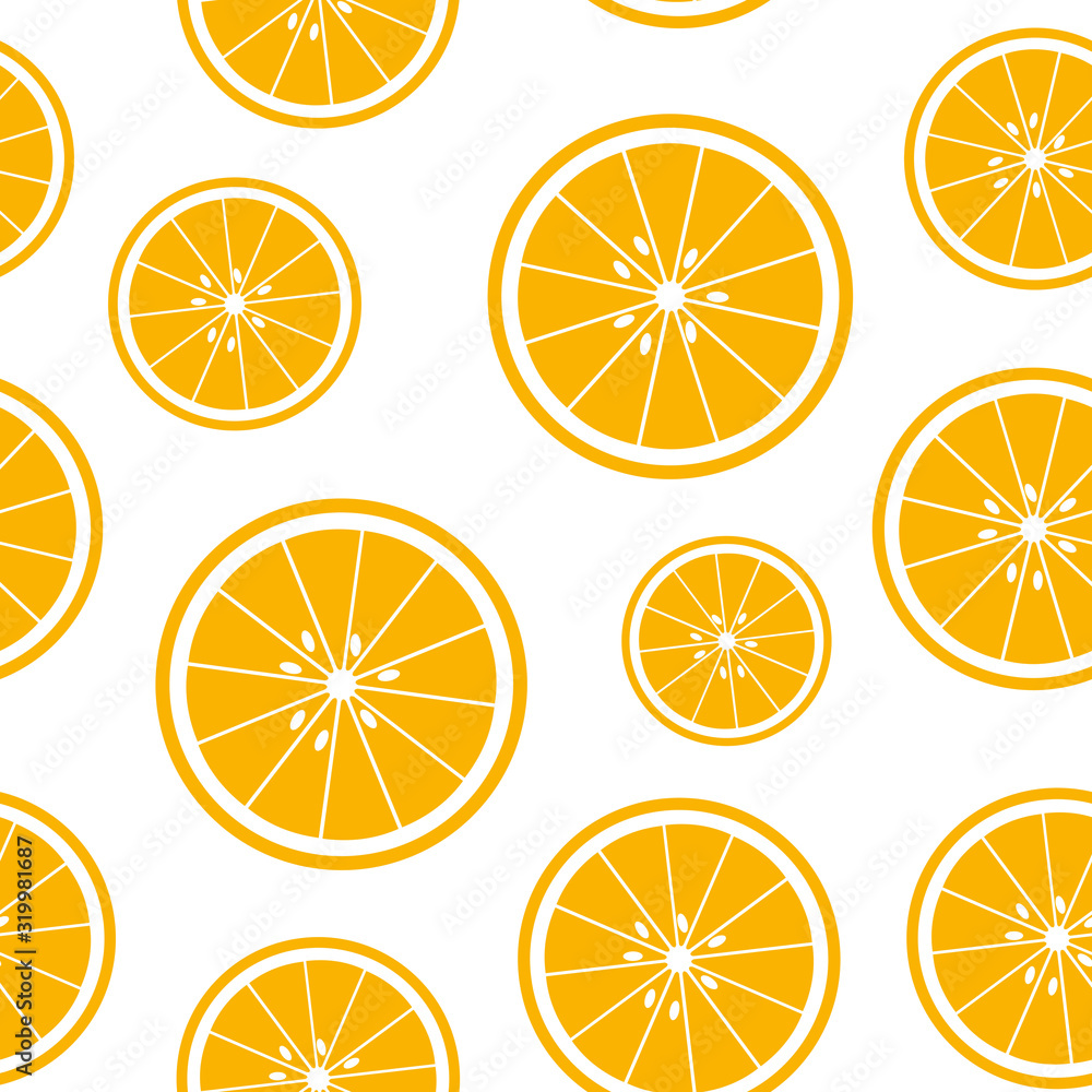 Poster white vector seamless background with oranges slices. vector illustration design for greeting card o