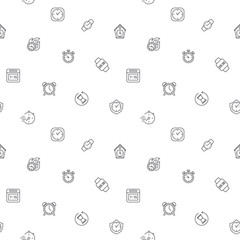 Seamless pattern with time and clock icon on white background. Included the icons as watch, timer, sand glass, alarm, stopwatch And Other Elements.