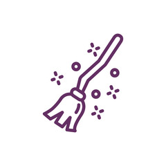 witch broom magic sorcery icon