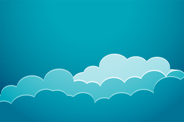 paper cut style blue clouds background design
