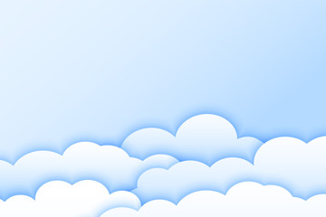 light color clouds background in papercut style