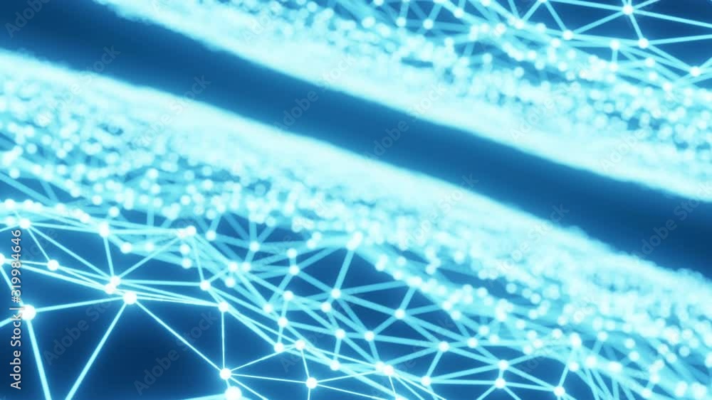 Wall mural data move along tube edge of internet connection