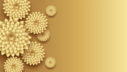 Fototapeta premium 3d golden flowers decoration with text space