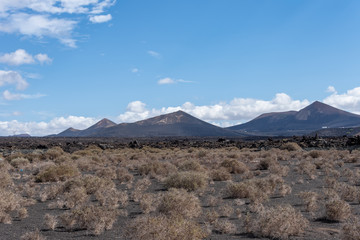 Volcanic landscape of Timanfaya National Park on island Lanzarote