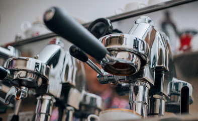 Fototapeta na wymiar Process of making hot coffee from coffee machine