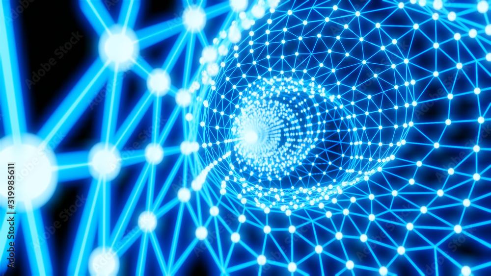 Aufkleber Data move along tube edge of internet connection,