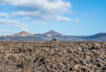 Volcanic landscape of Timanfaya National Park on island Lanzarote