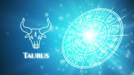 Taurus  zodiac constellation icons signs with galaxy stars background, Astrology symbol horoscope