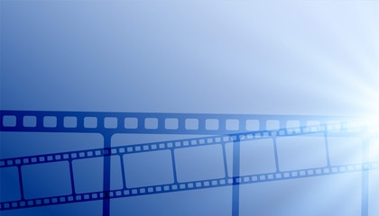 cinema film strips blue background poster design