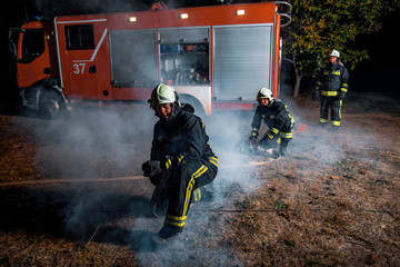 Firefighting operation at night