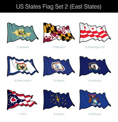 US States Flag Set - East