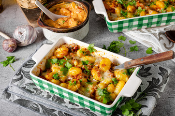 Gratinated gnocchi with cheese