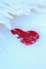 red heart, wounded heart, angel wings, snow, cold, angel, love, angel love, pain, fall, wounded heart, hot heart, passionate love, Valentine's day, ice and flame, love, separation, passion, sadness, b