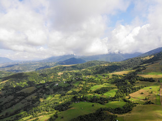 Aerial photography of a mountainous countryside.