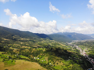 Fototapeta na wymiar Aerial photography of a mountainous countryside.