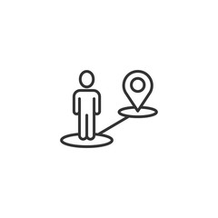Map pin icon in flat style. Gps navigation vector illustration on white isolated background. Locate position business concept.
