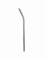 The use of straws made of stainless steel to replace plastic tubes is a repeated use for environmental conservation and to reduce plastic waste. Stainless straw isolated on white background