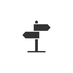 Crossroad signpost icon in flat style. Road direction vector illustration on white isolated background. Roadsign business concept.