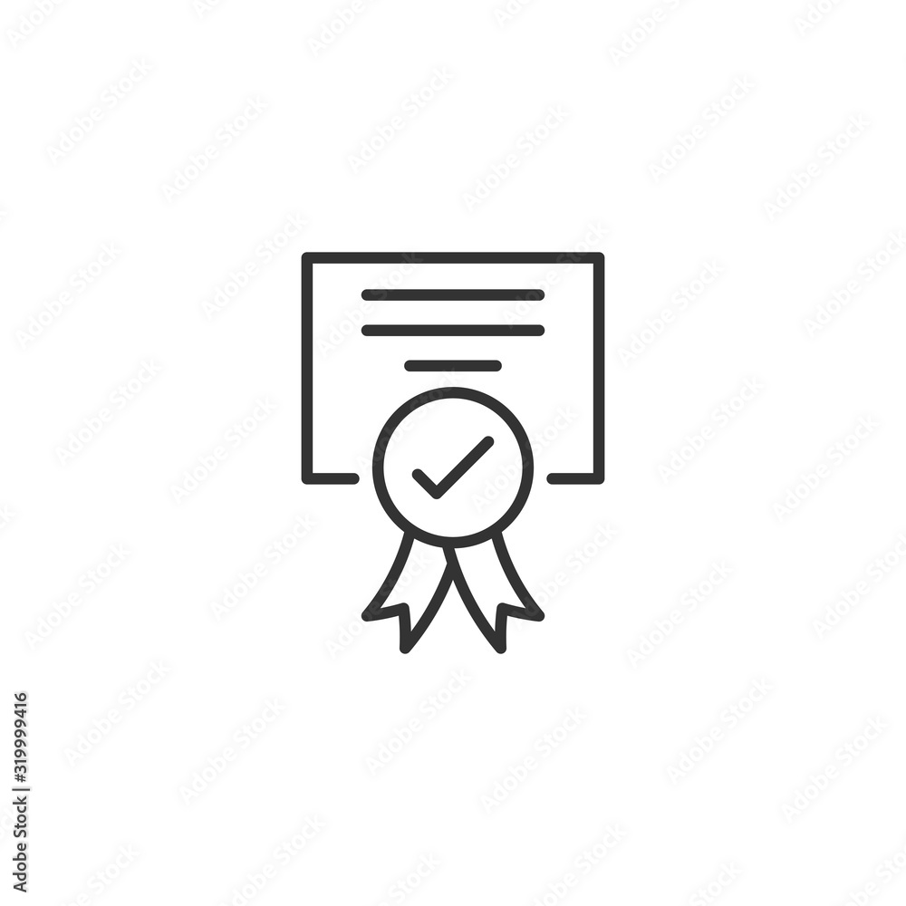 Poster approve certificate icon in flat style. document check mark vector illustration on white isolated ba