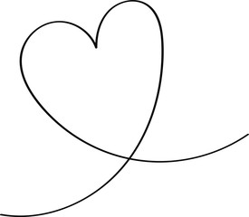 Heart contour in black, illustration for creating a screensaver template. Valentine's Day greeting card for lovers.