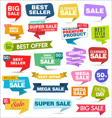 Modern sale stickers and tags colorful collection