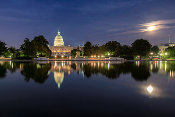 Fototapeta na wymiar Washington DC, The United States Capitol Building at night