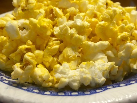 Close-Up Of Butter Popcorn In Bowl