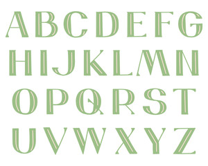 Wide decorative hand-drawn type. Capital Latin letters with inline strokes, in pastel colors.