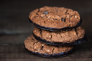 Chocolate cookies closeup