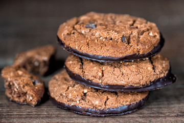 Fototapeta na wymiar Cookies with chocolate chips closeup