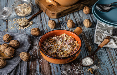 Baked granola with nuts and coconut