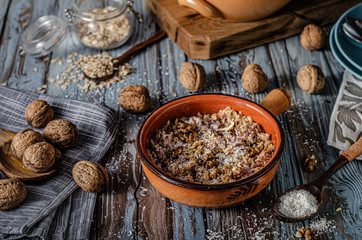Baked granola with nuts and coconut