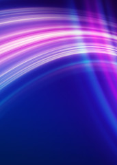 Dark blue abstract background with ultraviolet neon glow, blurry light lines, waves