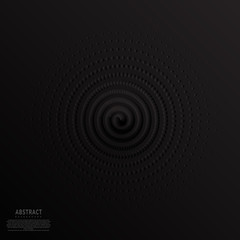 Abstract black 3D vector halftone sphere.Dotted spherical background. Vector illustration