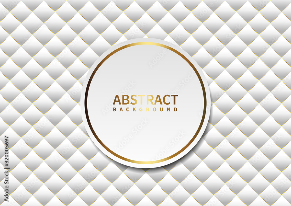 Aufkleber white abstract background with gold border circles on background pattern.