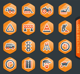 Road repair icon set