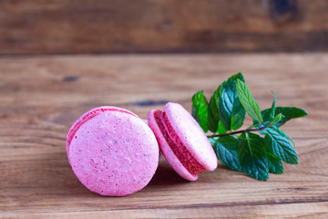 french sweet pink little macaroons