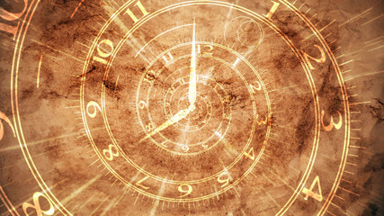 Ancient spiral clock on brown pergament