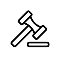 Judge gavel icon on white background. Vector illustration line icon Isolated
