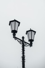 street lamp on blue sky background