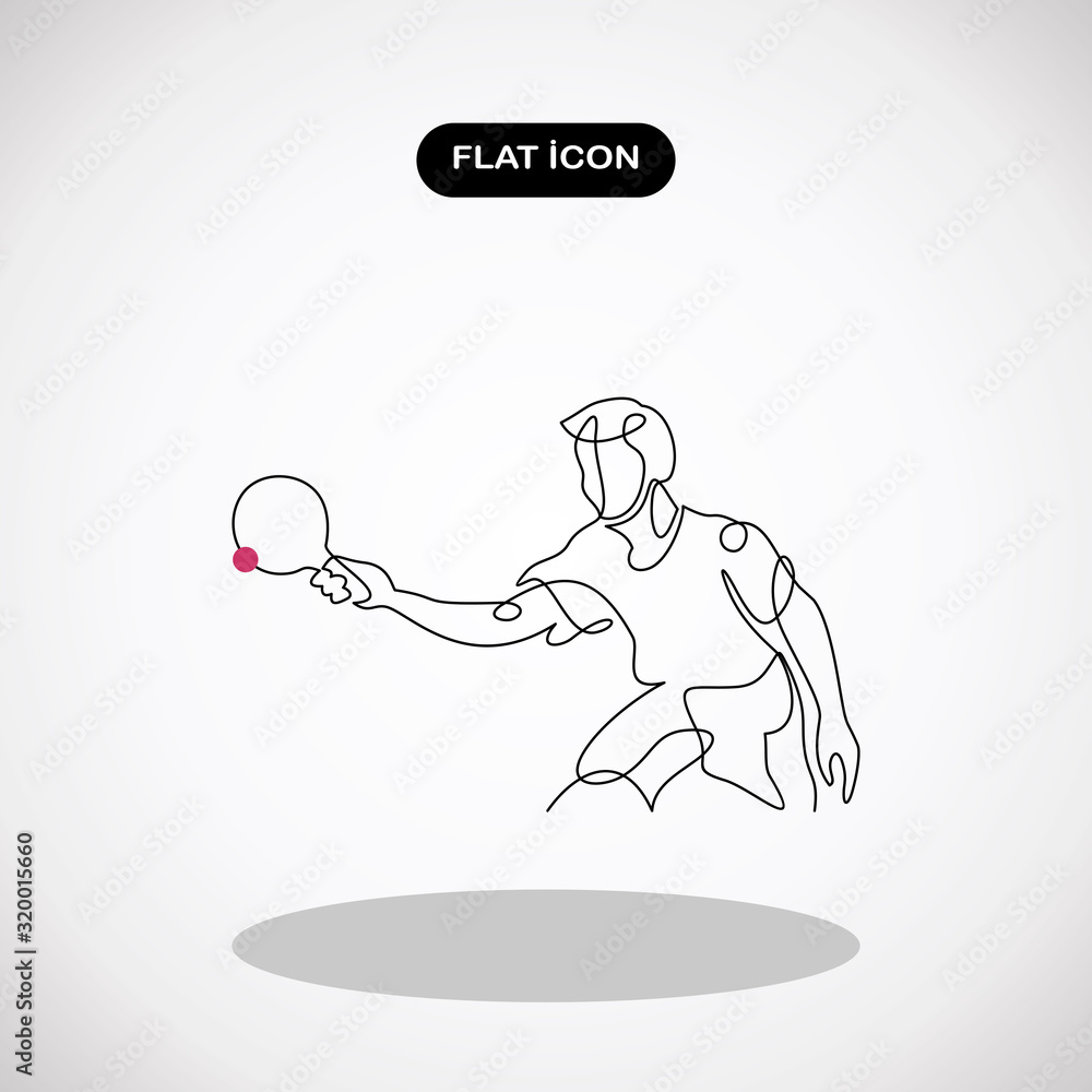 Poster ping pong player- continuous line drawing.simple logo vector illustration for graphic and web design