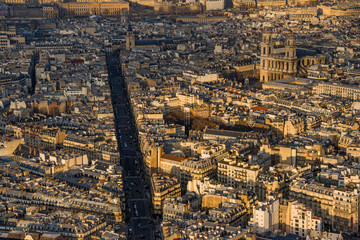 Panoramic aerial view over Paris city from Montparnasse tower