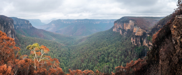 Devastating bushfires were engulfing the Grose Valley at Blackheath in Blue Mountains National...