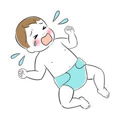 Vector Illustration of Cartoon Baby crying