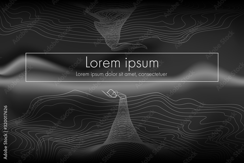 Poster abstract black and white warp line pattern with mesh gradient background. template for presentation,