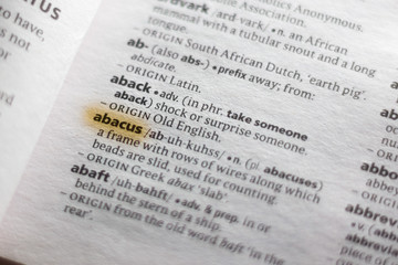 The word or phrase Abacus in a dictionary.