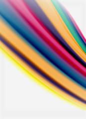 Obraz premium Wave lines abstract background, smooth silk design with rainbow style colors. Liquid fluid color waves. Vector Illustration