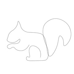Forest animal squirrel one line drawing vector illustration