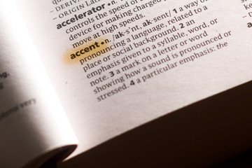 The word or phrase Accent in a dictionary.